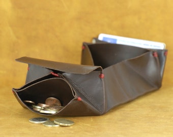 Leather origami wallet. Leather wallet. For cards, bills and coins. Spanish oiled leather. Unisex wallet. For all. A big little wallet.