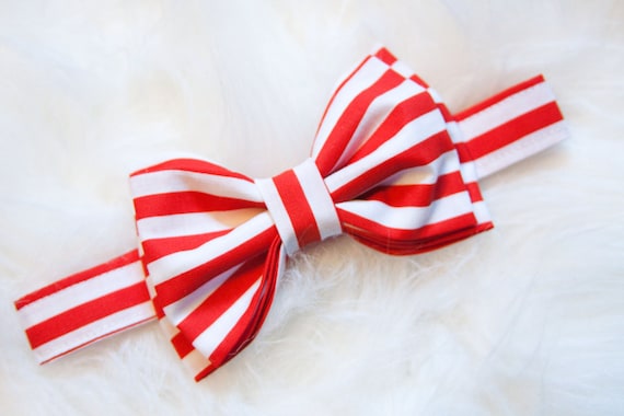 Items similar to Red & White Stripe Bow Tie -You Choose Size on Etsy