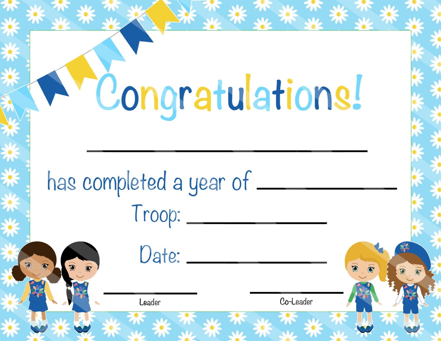 Scout Daisy Certificate of Completion Scout by OTPartyPrintables