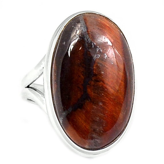 Red Tiger Eye Sterling Silver Ring Jewelry s.8 by xtremegems