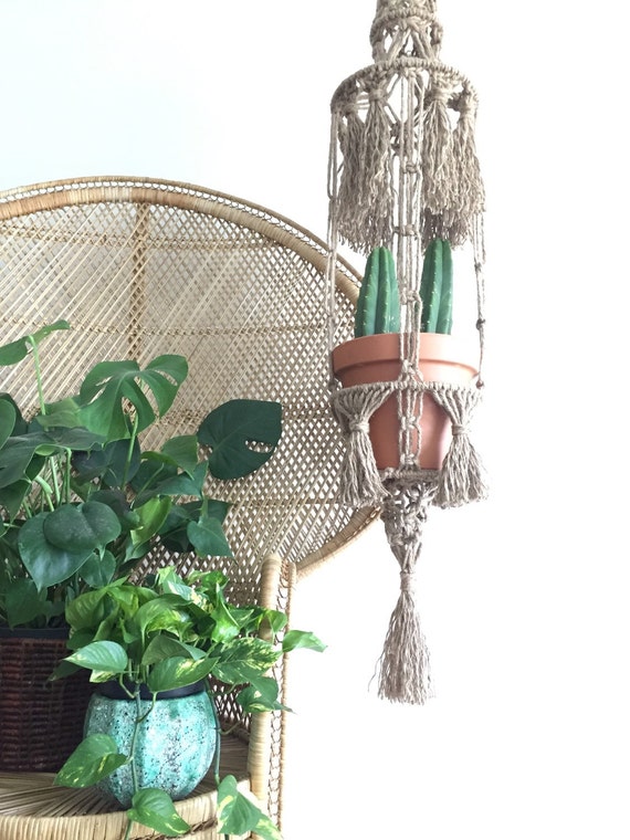 Large Jute Macrame Plant Hanger by TheZigZagWanderer on Etsy