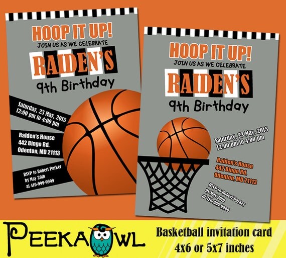 Printable Basketball birthday invitation Basketball birthday