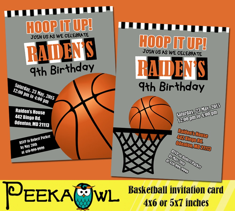 Printable Basketball birthday invitation Basketball birthday