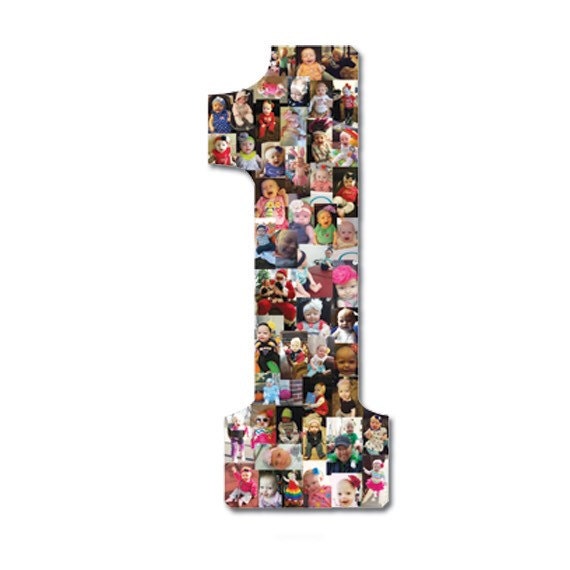 Ersten Geburtstag Foto Collage Buchstaben Holz