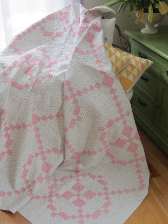 Extraordinary Heavy Quilting in Pink and White Shirting