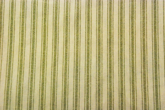 Green And Natural Ticking Striped Multipurpose Fabric By The 8539