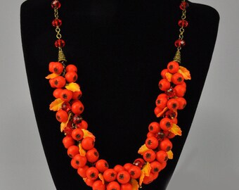 Necklace with cranberries, Berry necklace, berry decoration, orange necklace, orange berries, summer necklace, juicy necklace, red berries
