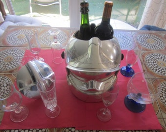 Sale French Ice Bucket-Cooler-Champagne or Wine Bucket-Original Helmet Fire Man seau à champagne Véritable Casque Sapeur Pompier transformé