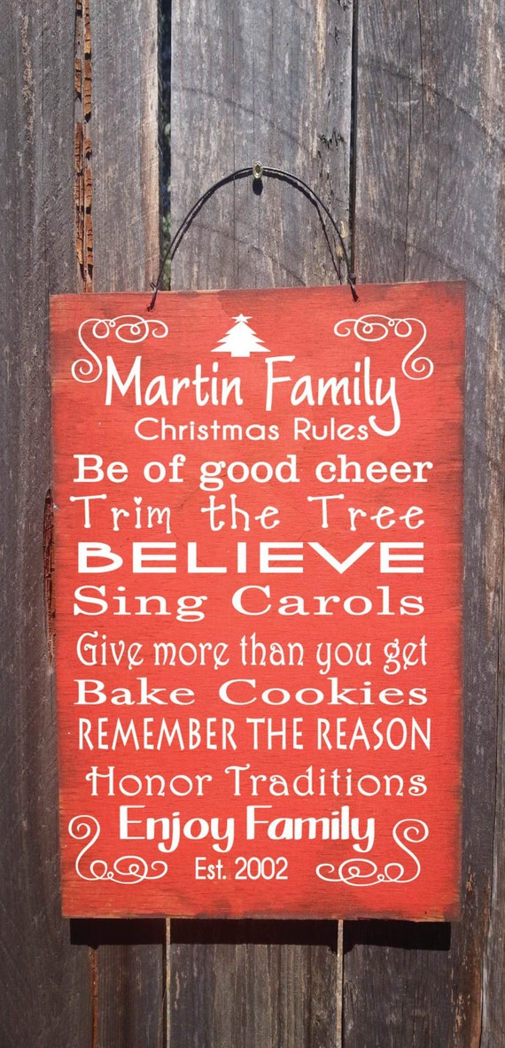 Christmas decoration, Christmas decor, Christmas sign, Christmas rules, Christmas traditions, Personalized Christmas sign, 58