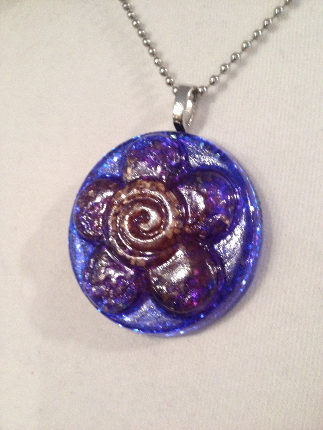 Resin Pendant NecklaceBlue Flower by CanastotaCreations on Etsy