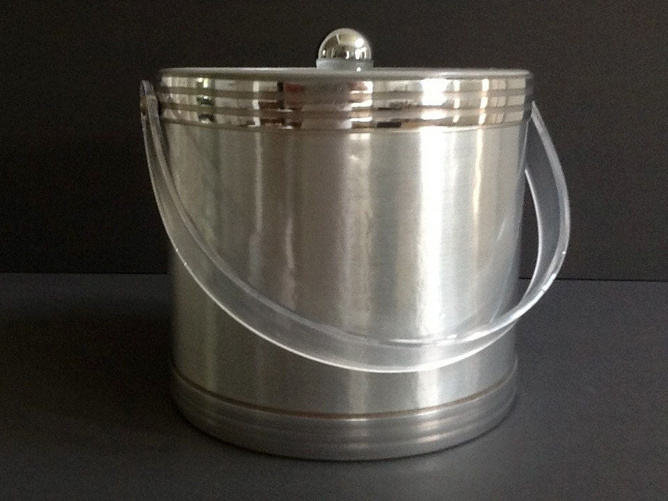 Georges Briard Ice Bucket Silver Toned Lucite Lid