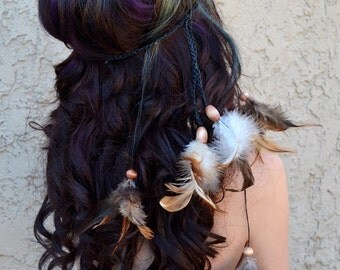 Feather Headband - Feather Hairpiece - Festival Headband - Hippie Headband - Hair Accessories - Bohemian - Tribal