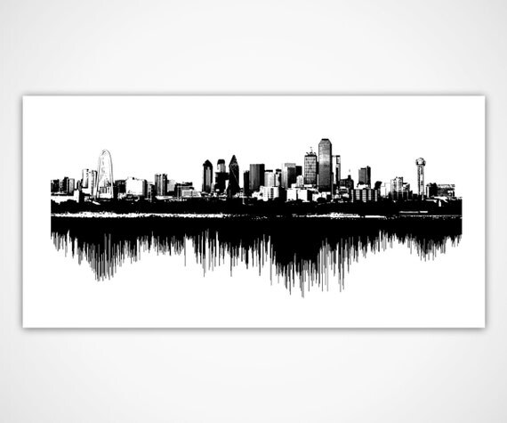dallas skyline art sounds of the city sound wave cityscape dallas skyline art sounds of the city sound wave cityscape