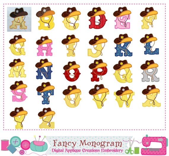 Cowboy Letters appliqueCowboy Monogram appliqueLetters