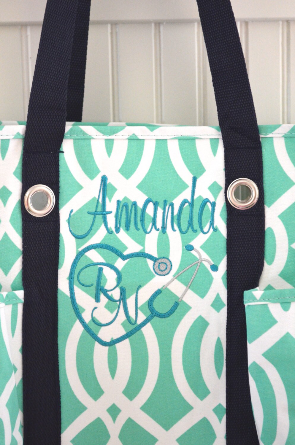 Mint Utility Tote Nurse's tote Diaper bag Monogrammmed