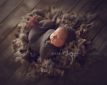 Organic Silver Loose Curls Newborn Photography Props