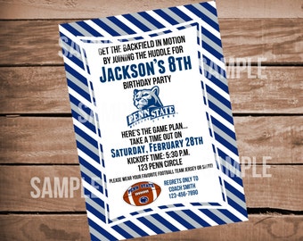 Tennessee Vols Football Birthday Invitation with Checkerboard