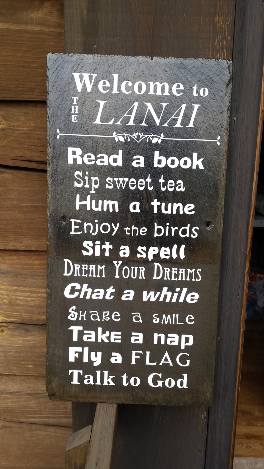 Welcome to the Lanai Slate Sign Lanai Rules by ThreeDamesDreamin