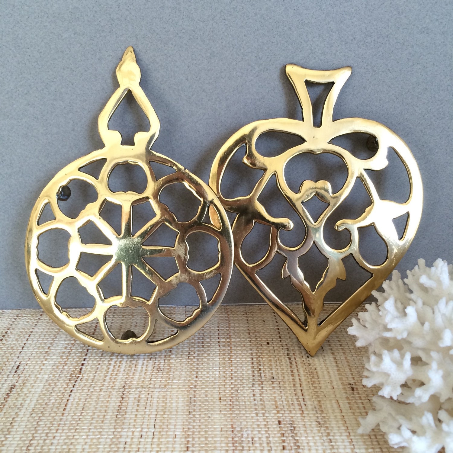 Vintage brass | vintage brass trivet | set of trivets | brass trivets