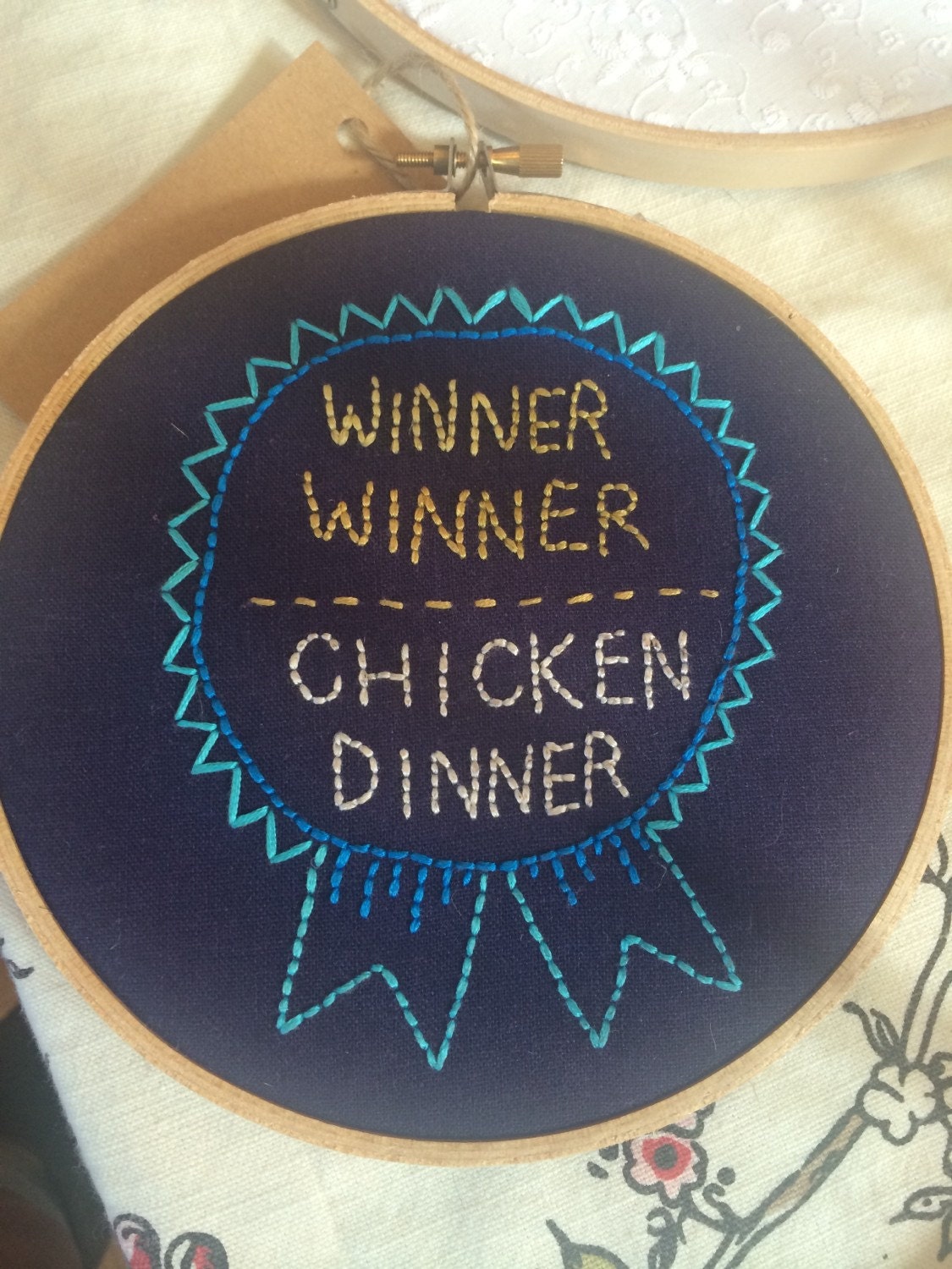 Winner winner chicken dinner hoop embroidery by sstrgoldenhair
