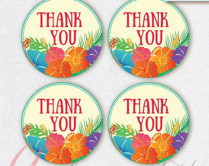 Thank You Favor Tags . Luau tags. Printable tag. Hawaiian printables. Luau party thank you tag. INSTANT DOWNLOAD