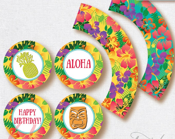 Luau toppers and wrappers . Luau Printables. Hawaiian printables. Luau party . INSTANT DOWNLOAD