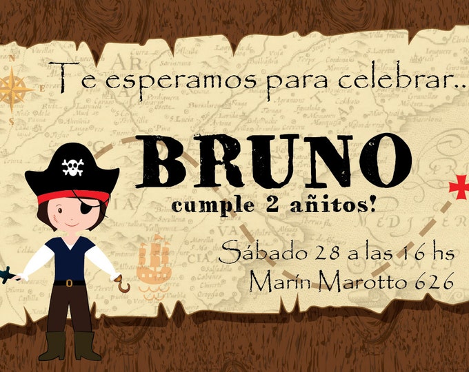 Pirate invitation. Pirates birthday party. Printable pirate invitation. Pirates party.