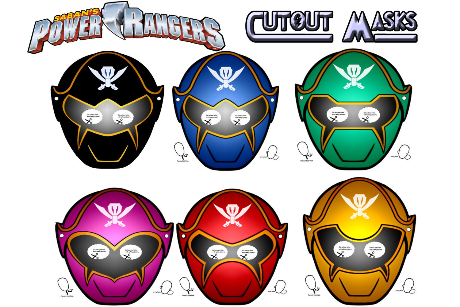 Power Rangers Birthday Printable Masks by DigiKidsDesign on Etsy