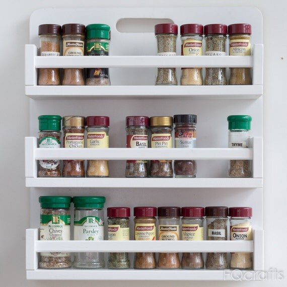 Wooden Spice Rack Three Tiers White 54 40g herb and by fqcrafts