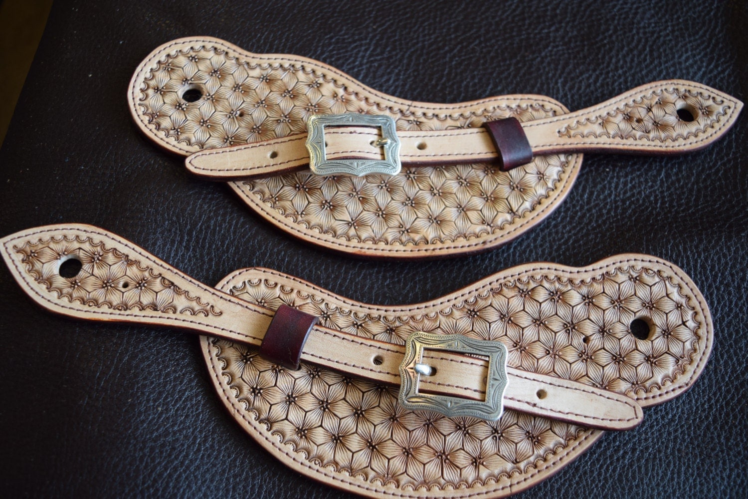 Mens Handmade Buckaroostyle Spur Straps by AMillsCustomLeather