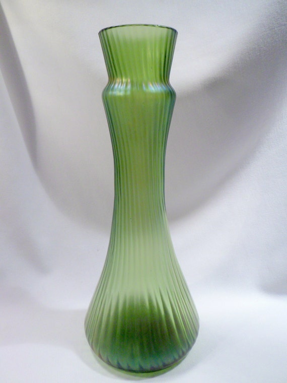 Antique Austrian Iridescent Green Glass Vase circa 1900