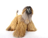 Miniature Toys, Cute Afghan Hound, Beige dog figurine,  Stuffed Animal, Fun Plush Toy, Movable Figurine Dog, Cute Toy, Mini Toy, OOAK Artist