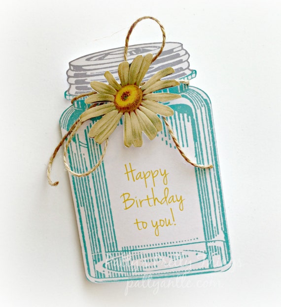 Items similar to Birthday Card, Mason Jar Card, Happy Birthday Card