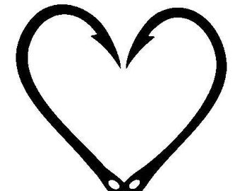 Items similar to monogram fish hook heart decal  fishing fishing Items similar to monogram fish hook heart decal  fishing fishing