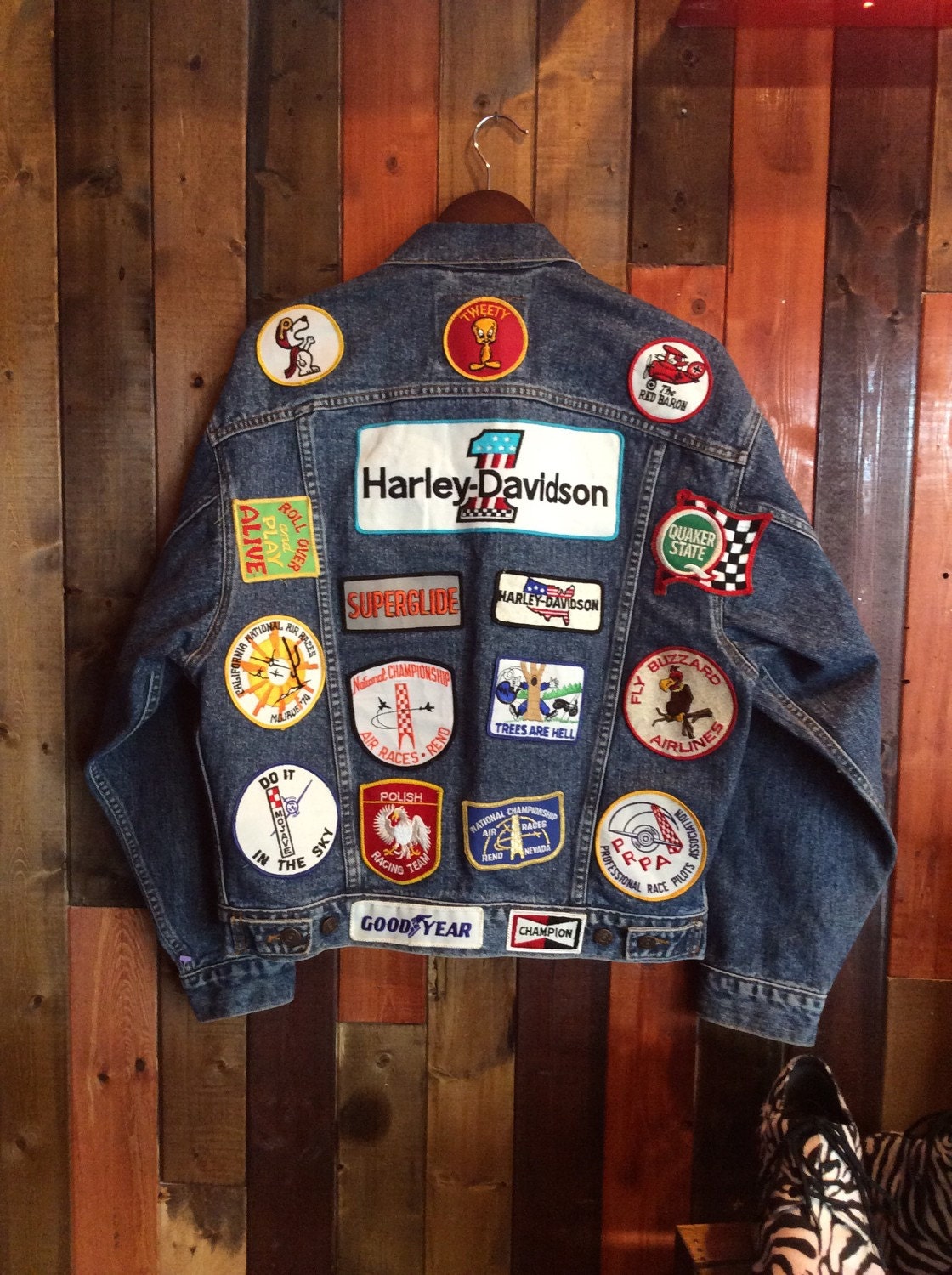 Mens Small Levi's Denim Jacket with Patches by ExileBoutique