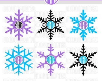 Winter Snowflakes SVG Cut Files - Monogram Frames for Vinyl Cutters, Screen Printing, Silhouette, Die Cut Machines, & More