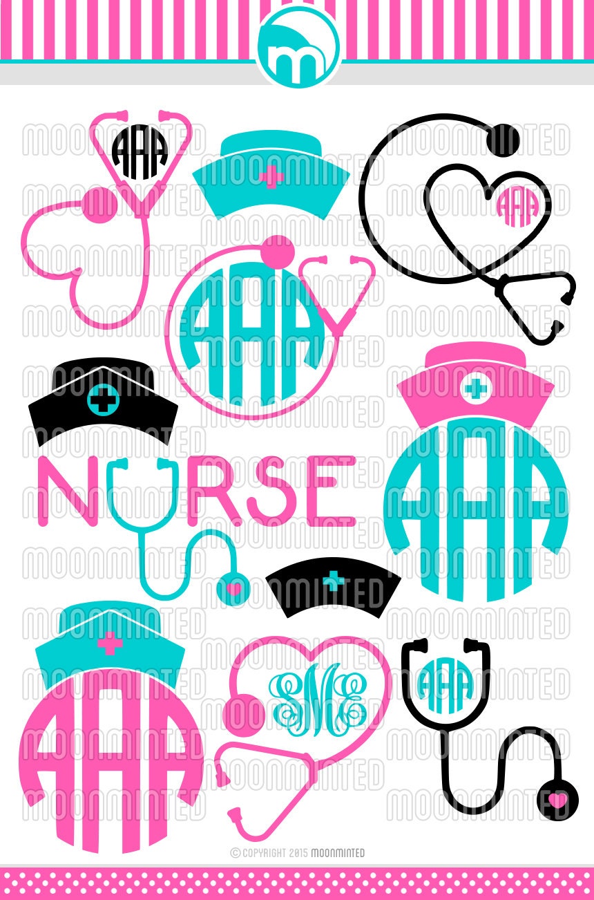 Download Nurse SVG Cut Files Monogram Frames for Vinyl Cutters