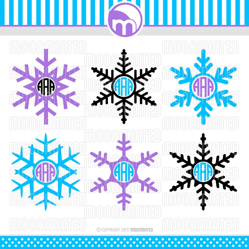 Download Winter Snowflakes SVG Cut Files Monogram Frames for Vinyl