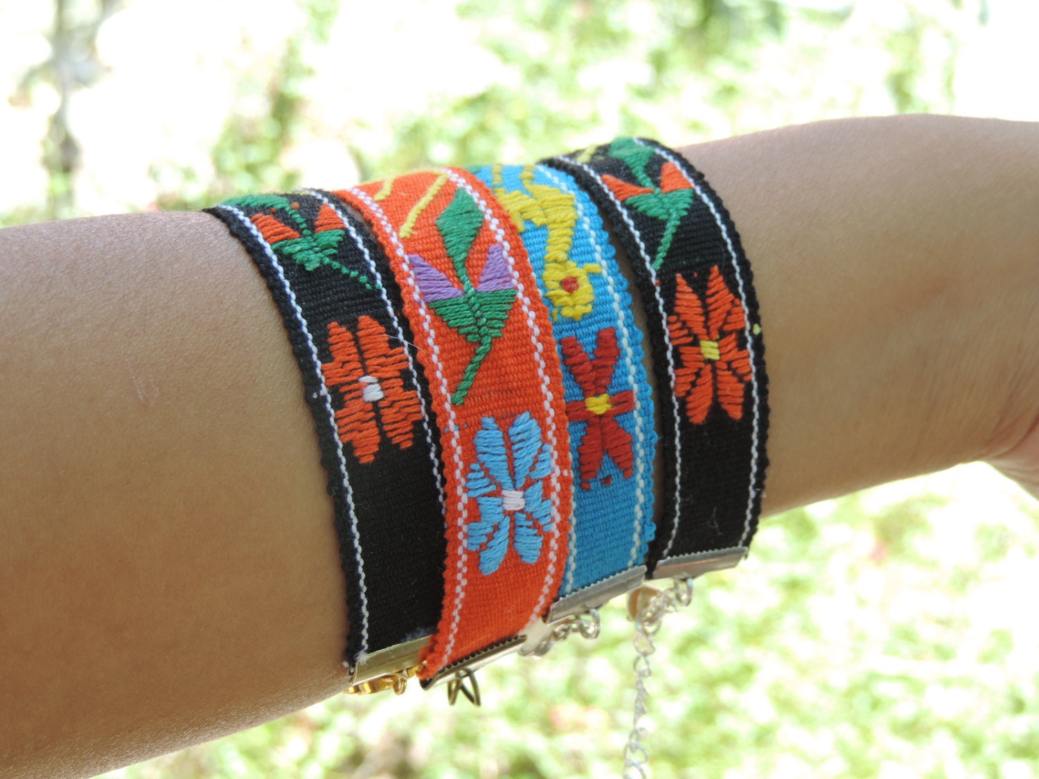 Fabric bracelet textile jewelry woven boho bracelet by VivaGuate