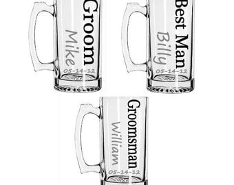 Groomsmen Gift, Personalized Groomsmen Beer Mugs, Custom Groomsmen Beer Mugs, Unique Groomsmen Mugs, Beer Mug Glasses