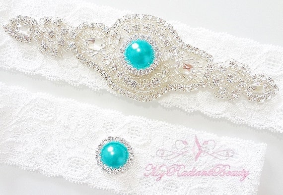 Wedding Garter, Bridal Garter, Garters, Crystal Garter, Turquoise Blue Rhinestone Garter, Handmade Custom Garter, Sexy Garter Set GTA0039TUR