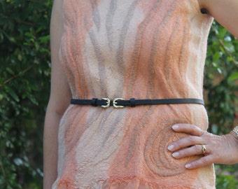 Nuno felted top/ merino wool top/silk top/ Peach and cream color top/eco friendly/Seamless top/eco fashion/spring top/summer top/Spring sale