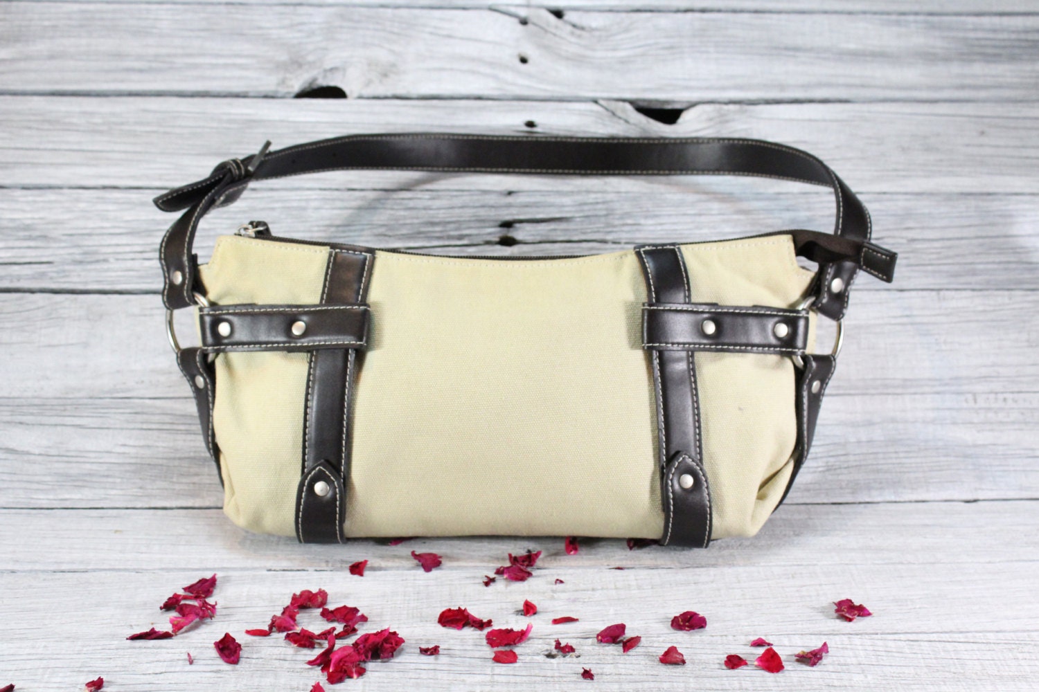 Vintage Leather Woven Hemp Bag, Hippie Purse, Large Linen and Leather