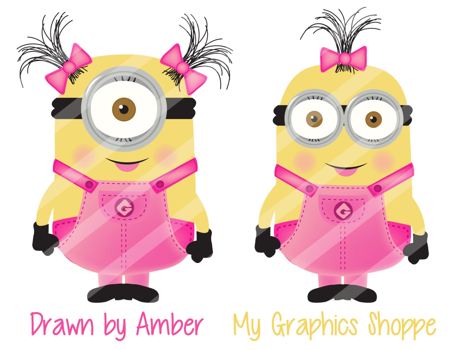 Girly Minions Clipart 2 Graphics PNG format by