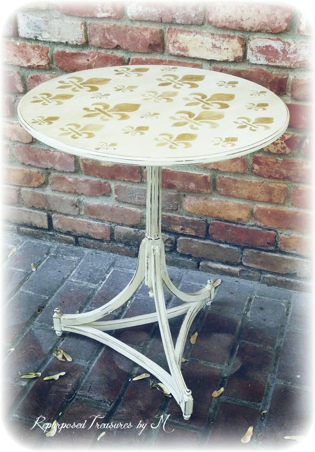 Shabby chic side table cream side table distressed side