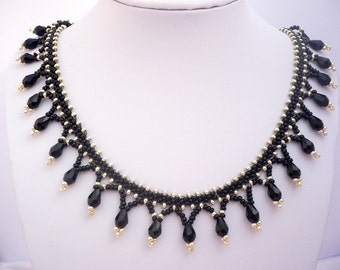 Items similar to Black Beaded Choker Necklace - Heirloom Quality ...