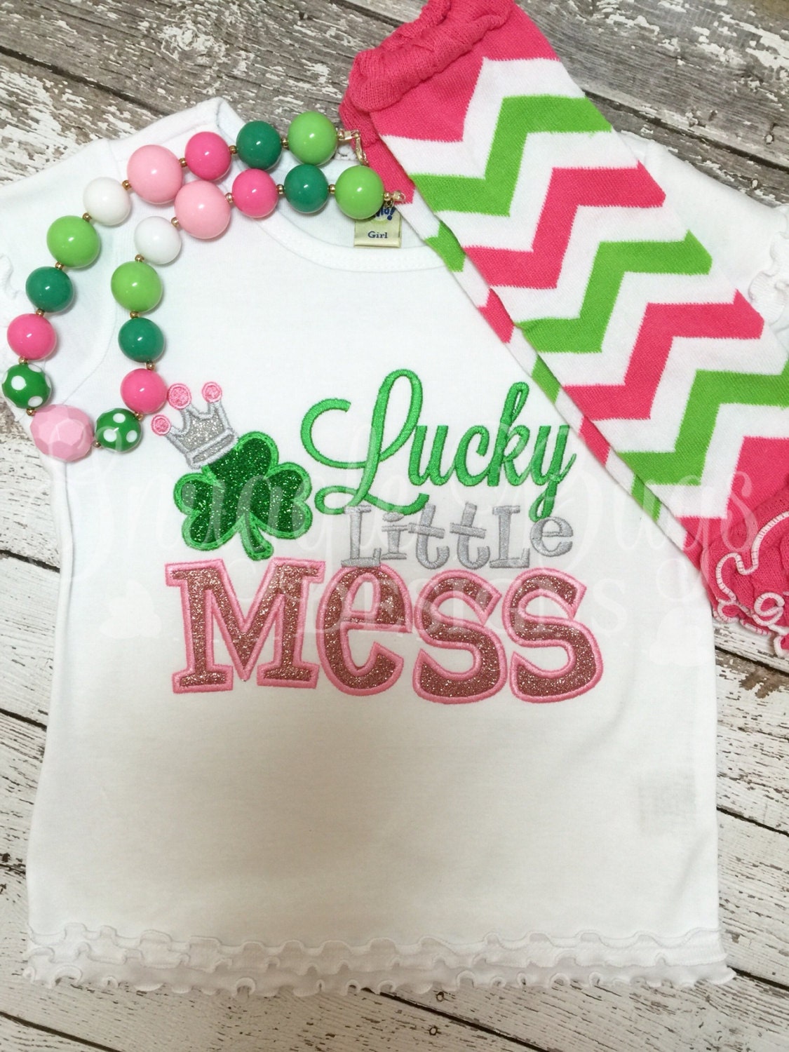 Embroidery design 5x7 Lucky to little Mess 5X7 green