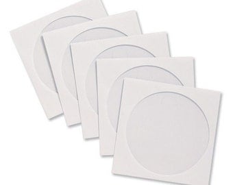100 White Paper CD/DVD Sleeves with Window-Brand New!