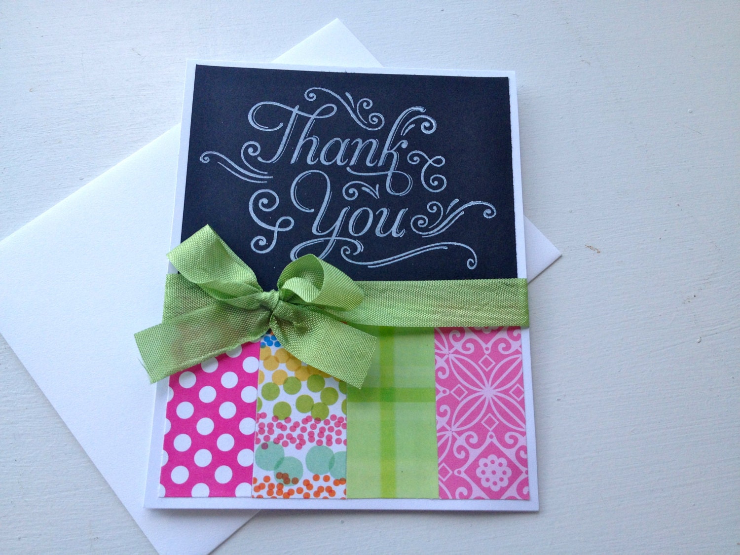 Hand stamped Chalkboard look thank you card by ConnieConlon