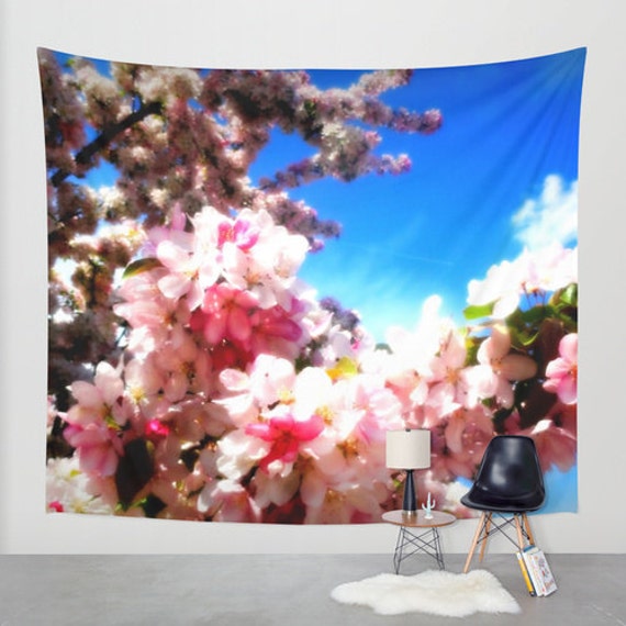 Items similar to Wall Tapestry, Pink Flowers Wall Hanging, Wall Decor